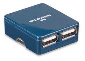 MANHATTAN 160605:: Hi-Speed USB Micro Hub, 4 Ports, Bus Power, Blue