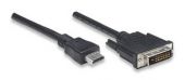 MANHATTAN 372503 :: HDMI Cable, HDMI Male to DVI-D 24+1 Male, Dual Link, Black, 6 ft.