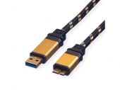 ROLINE 11.02.8878 :: USB 3.2 Gen 1 кабел, A - Micro B, M/M, Gold, 0.8 м