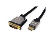 ROLINE 11.04.5876 :: Monitor Cable, DVI (24+1) - HDMI, M/M, black /silver, 1.5 m