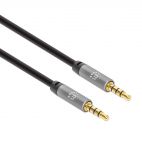 MANHATTAN 355988 :: Audio cable Braided Audio Stereo Jack 3.5mm , M/M, Gold-Contacts, Slim Design, 1m, black/ grey