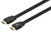 MANHATTAN 355599 :: Cable HDMI M/M, Flat High Speed 4K@60Hz UHD, , HDR, HEC, ARC, Gold-plated Contacts, 0.5m, Black